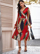 Surplice Front Scarf Print Chiffon Dress