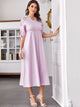Contrast Lace Knot Cuff A-Line Dress