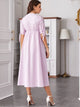 Contrast Lace Knot Cuff A-Line Dress