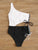 Two Tone Lace-up Side One Piece Swimwear