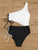 Two Tone Lace-up Side One Piece Swimwear