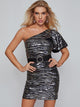 One Shoulder Belted Sequin Bodycon Dress