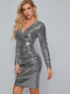 Surplice Front Sequin Bodycon Dress