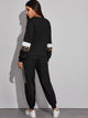Contrast Panel Leopard Print Sweatshirt & Sweatpants