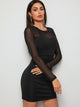 Geo Print Contrast Mesh Bodycon Dress