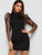 Polka Dot Contrast Mesh Sleeve Backless Dress