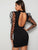 Polka Dot Contrast Mesh Sleeve Backless Dress