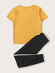 Cartoon & Letter Graphic Tee & Sweatpants