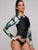 Tropical Long Sleeve Top With High Cut Tankini