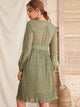 Chiffon All Over Print Ruffle Trim Belted Dress