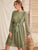 Chiffon All Over Print Ruffle Trim Belted Dress
