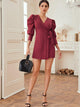 Puff Sleeve Tie Wrap Dress