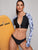 Palm Print Long Sleeve Top With High Cut Bikini