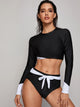 Long Sleeve Top With Knot Front High Waist Bikini
