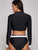 Long Sleeve Top With Knot Front High Waist Bikini