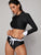 Long Sleeve Top With Knot Front High Waist Bikini