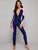 Colorblock Zipper Front Long Sleeve One Piece Swimwear