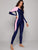 Colorblock Zipper Front Long Sleeve One Piece Swimwear