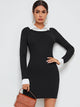 Contrast Collar Colorblock Bodycon Dress