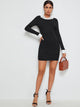 Contrast Collar Colorblock Bodycon Dress