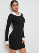 Contrast Collar Colorblock Bodycon Dress