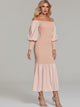 Off Shoulder Fishtail Bodycon Dress