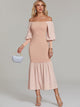 Off Shoulder Fishtail Bodycon Dress