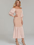 Off Shoulder Fishtail Bodycon Dress