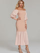 Off Shoulder Fishtail Bodycon Dress