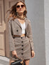 Plaid Crop Blazer & Button Through Skirt