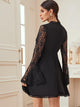 Contrast Lace Flounce Sleeve Dress