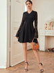 Contrast Lace Flounce Sleeve Dress