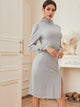 Stand Collar Slit Hem Bodycon Dress