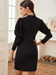 Leg-of-mutton Sleeve Keyhole Bodycon Dress