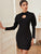 Leg-of-mutton Sleeve Keyhole Bodycon Dress