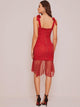 Mesh Panel Ruched Tie Straps Bodycon Dress