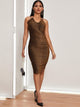 Glitter Ruched Midi Bodycon Dress