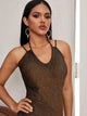 Glitter Ruched Midi Bodycon Dress