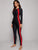 Contrast Side Zipper Front Long Sleeve One Piece Swimwear
