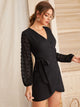 Self Tie Swiss Dot Wrap Dress