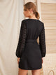 Self Tie Swiss Dot Wrap Dress