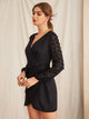 Self Tie Swiss Dot Wrap Dress
