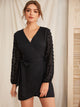 Self Tie Swiss Dot Wrap Dress