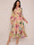 Bishop Sleeve Button Front Floral Print Ruffle Hem Dress