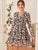 V-neck Floral Print Tiered Layer Dress