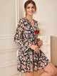 V-neck Floral Print Tiered Layer Dress