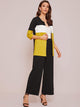 Cut And Sew Coat With Wide Leg Pants