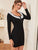 Contrast Panel Eyelet Embroidery Bodycon Dress