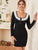 Contrast Panel Eyelet Embroidery Bodycon Dress