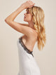 Contrast Lace Lettuce Trim Satin Cami Night Dress